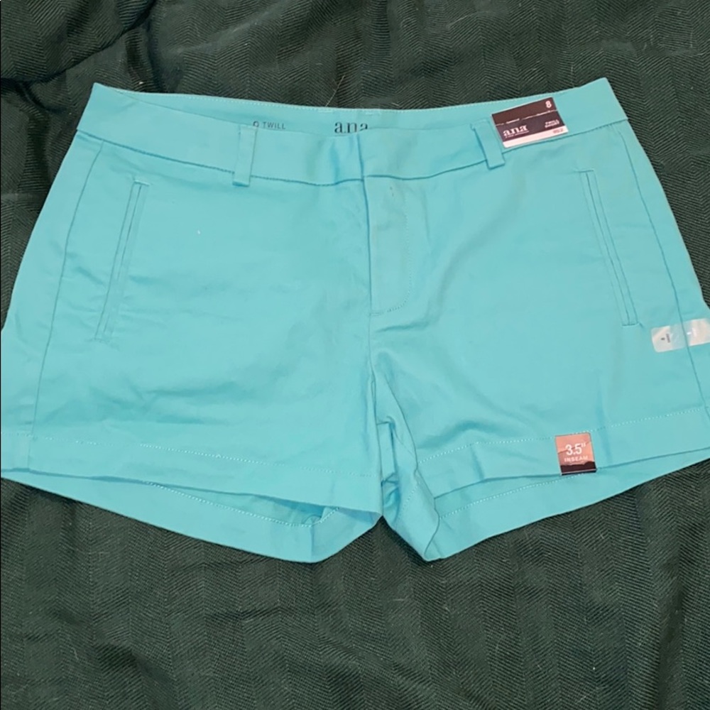 Teal/green twill shorts